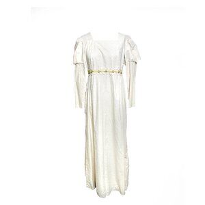 Vintage 1960s/1970s White and Yellow Floral Prairie Gunne Sax Style Maxi Dress